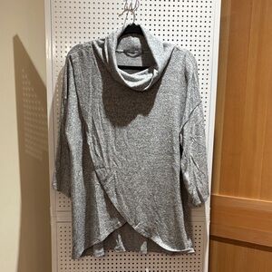 Elegant Heather Gray Cowl Neck Sweater